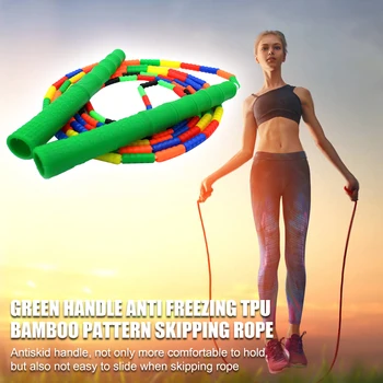 

Jump Ropes with TPU Segmentation Green Bamboo Shaped Handles Kids Adults for Protection Working-out Accessories