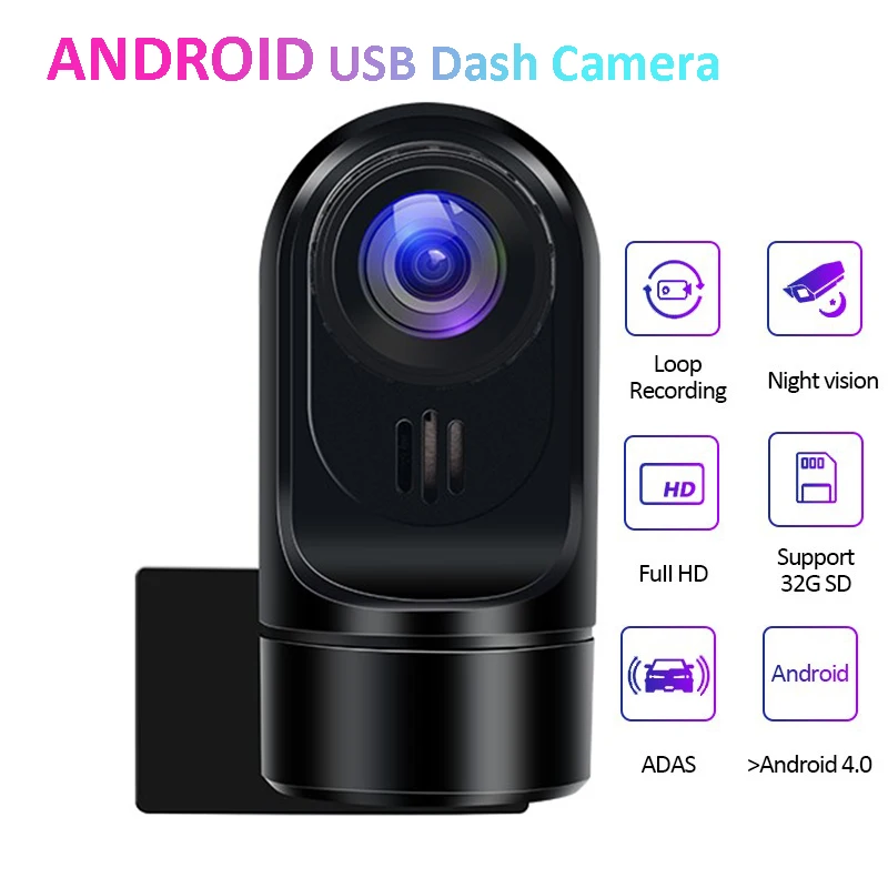 Android USB Автомобильный видеорегистратор для вождения 1080P ADAS циклическая запись ночное видение g-сенсор широкоугольный регистратор Dashcam