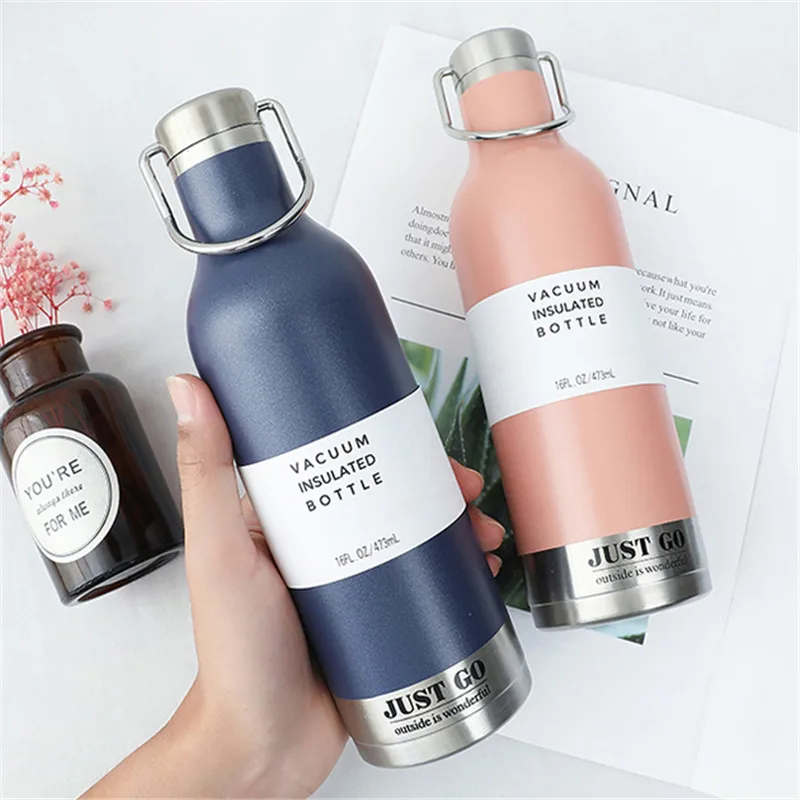 

470ML Portable Stainless Steel Thermal Water Bottle Vacuum Flasks for Water Sport Cycling Camping Bicycle Bottle Drinking Kettle