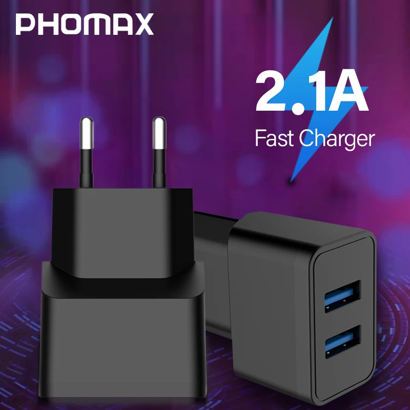 PHOMAX USB зарядное устройство 5 В 2.1A Универсальное портативное дорожное настенное зарядное устройство для iPhone X xs xr 8 Plus 6s samsung S8 S9 Xiaomi mi8 7 huawei