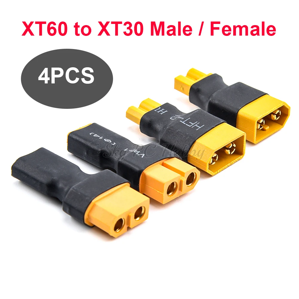 4PCS Male / Female XT60 to XT30 Plug Female Male Adapter Converter Connector for FPV Drone RC Lipo NiMH Battery Charger ESC Part 1 4PCS Male / Female XT60 to XT30 Plug Female Male Adapter Converter Connector for FPV Drone RC Lipo NiMH Battery Charger ESC Part