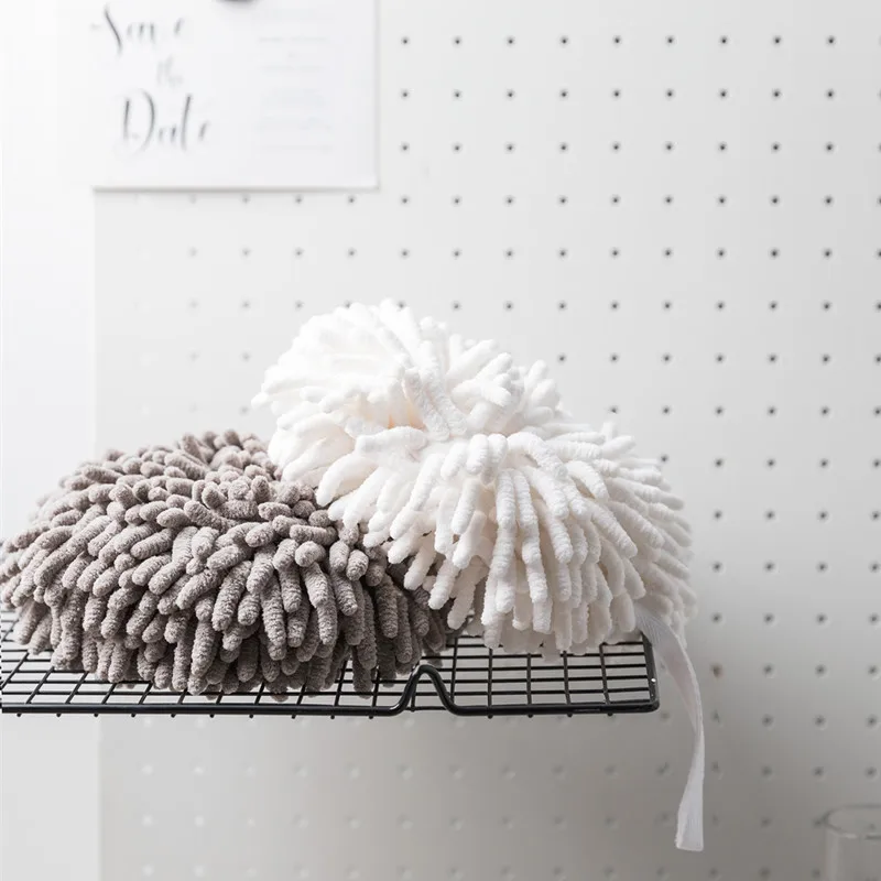 Quick Drying Spherical Kitchen Hanging Chenille Towels Hand Face Wipe Baby Kids Bathroom Washcloths Handkerchief Dropship | Дом и сад