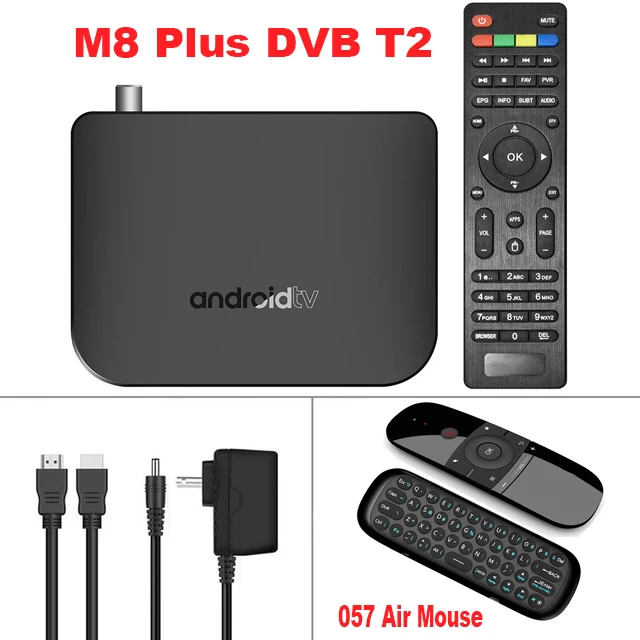 M8S PLUS DVB Smart Android tv Box 4K Amlogic S905D четырехъядерный DVB-T2/T DVB-S2X/S2/S наземный комбо WiFi медиа-проигрыватель Google - Цвет: T2 add 057 Air Mouse