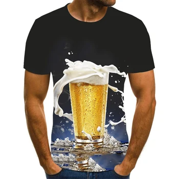 

hot brand design Beer 3D printing men's tshirt fashion Summer Short sleeve Cartoon cool t shirt Funny o-neck graphic t shirts