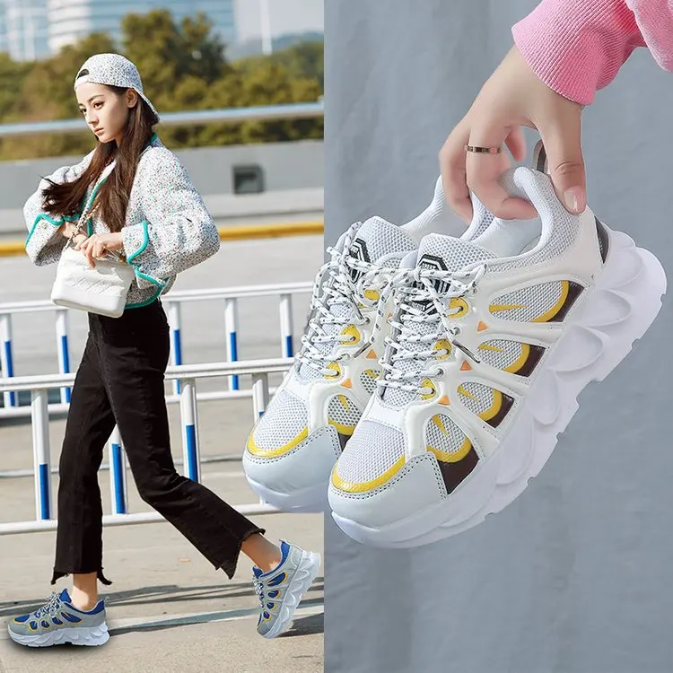 

Dad WOMEN'S Shoes 2020 Spring New Style Punched Sheet Surface Versatile INS Network hong zhi Smoked Sports Trendy Shoes Super Fi