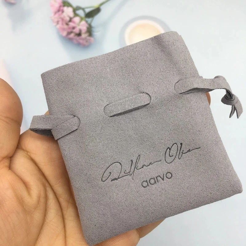 100pcs dark pink custom jewelry packaging pouches custom logo chic small wedding favor microfiber jewelry bags