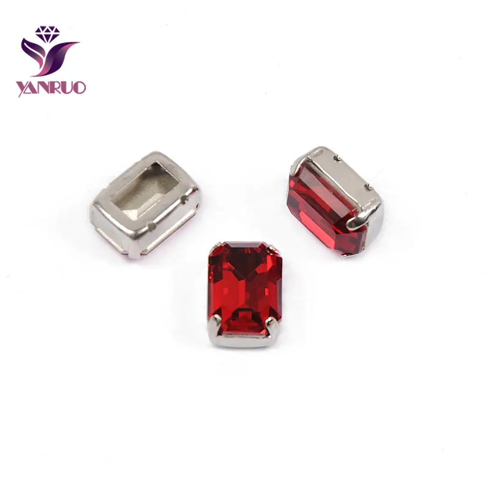YANRUO 4610 Восьмиугольные Швейные Стразы Хрустальные стеклянные камни заостренные сзади пришитые стразы аппликации для платьев - Цвет: Light Siam