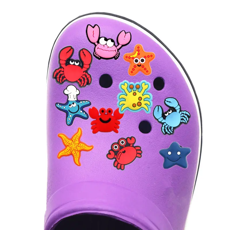 1ks kreslený zvířata pvc bh bota okouzluje spona roztomilá krab mořská hvězdice výtvarník bota příslušenství dekorace clog vhodný náramek děti dar