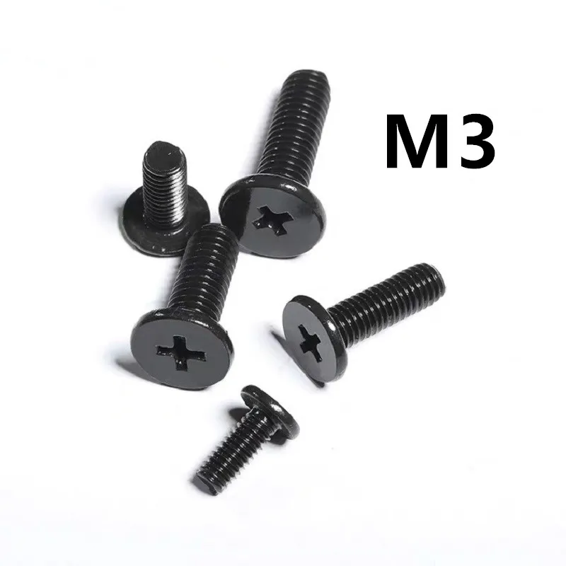 

200 шт. M3x4/16 мм черная 304 нержавеющая сталь крест Phillips ультратонкая очень низкая плоская пластина для ноутбука компьютера см
