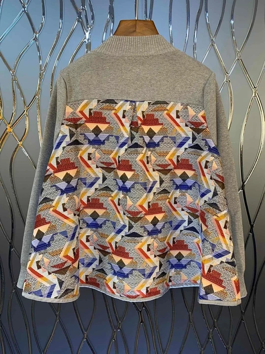 autumn Early new women's wear round collar embroidery mosaic decorative zipper long sleeve short jacket 921