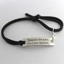 12 шт., уважайте боль, это браслеты для ваших учителей, черный кожаный шнурок, браслеты для женщин и мужчин, учительские ювелирные изделия, подарки на день благодарения, хит