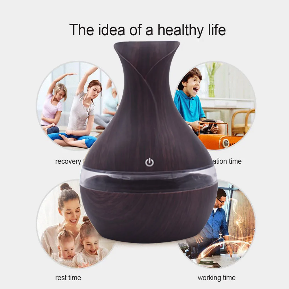 USB Wood Grain Essential Oil Diffuser Ultrasonic Humidifier Household Aroma Diffuser Aromatherapy Mist Maker with LED#10