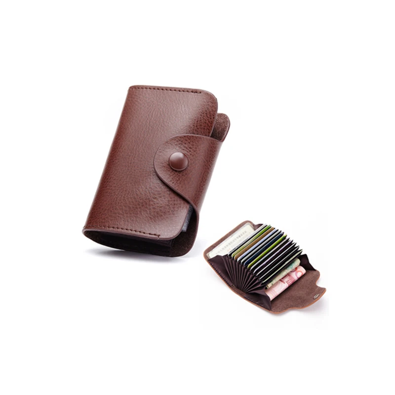 

1pc Unisex Solid Color Leather ID Card Holder Id Wallet Business Card Holder Photo Bank Credit Card Mini Purse Storage Bag