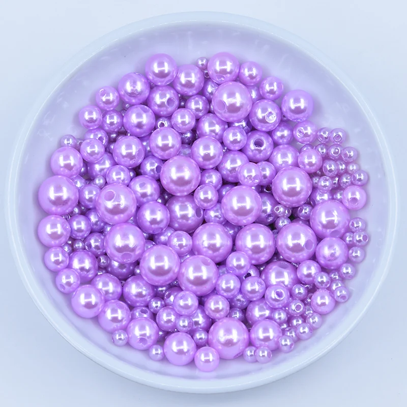 3/4/6/8/10 мм в диаметре, различные Размеры вариант около 20 г/лот случайная смесь цветов, не требующие отверстия в ухе, жемчуг Круглые бусины для рукоделия украшение для альбома - Цвет: Purple