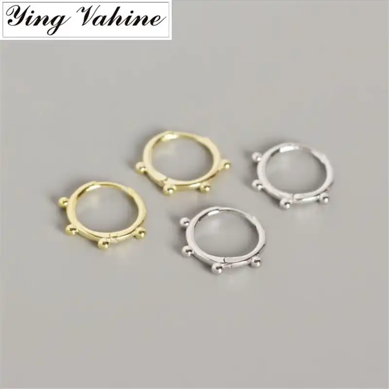 Ying Vahine 100% стерлингового серебра 925 пробы маленькие серебряные бусины серьги-гвоздики для женщин