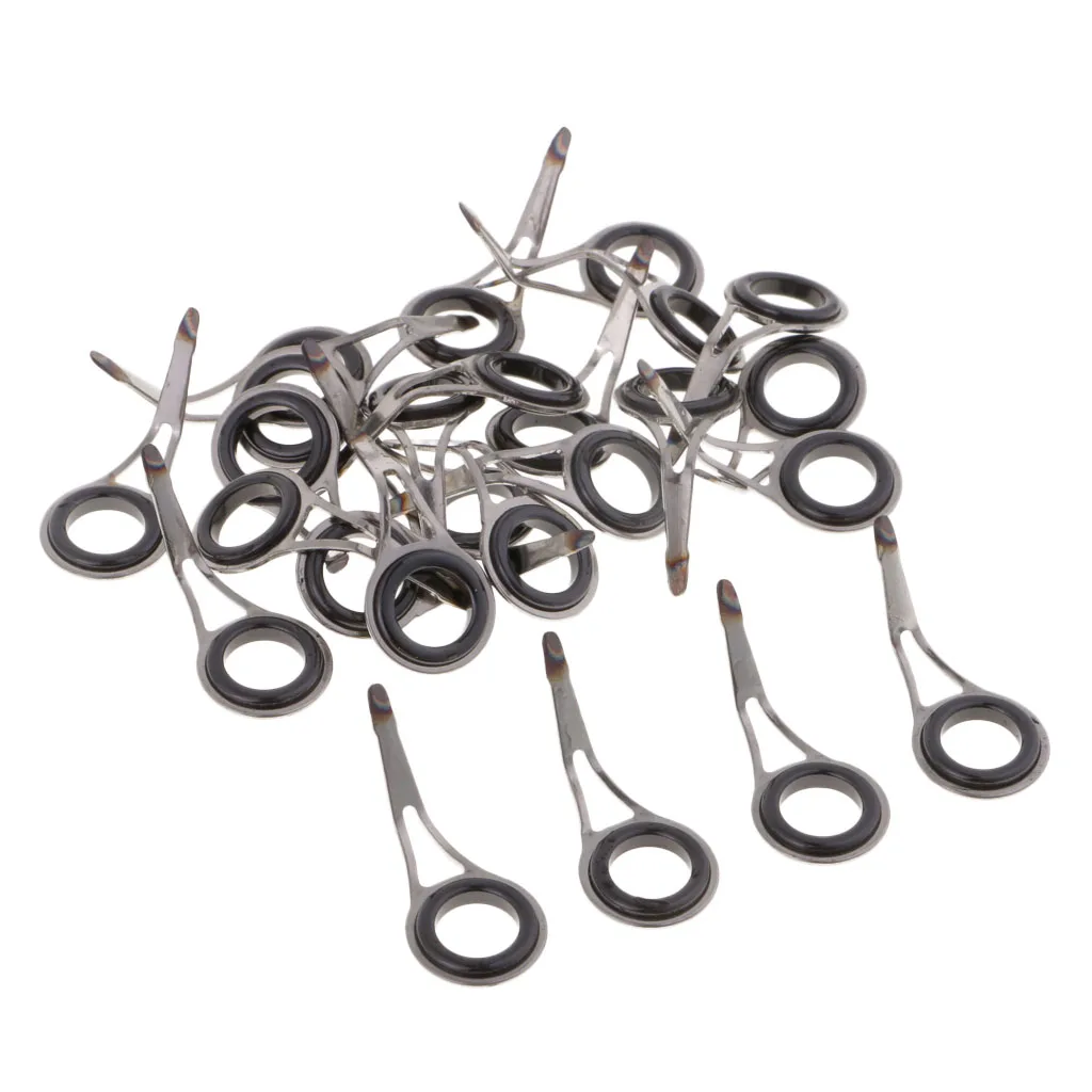 75Pcs Saltwater Fishing Rod Tip Stainless Steel Guides Rings Repair Kit DIY Variety of Sizes Spinning Pole Accessories