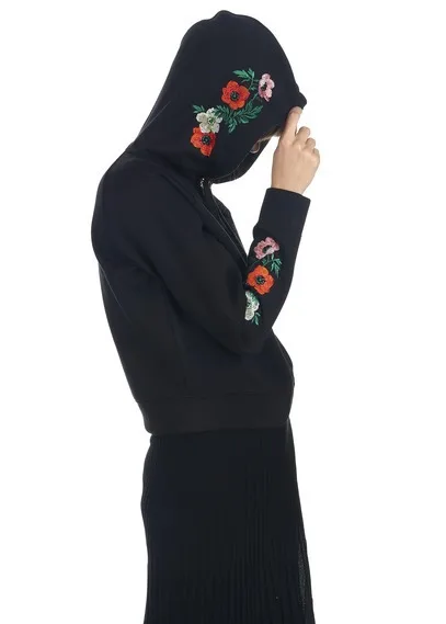 

Hoody for Women aesthetic hoodie Drawstring Hooded Long Sleeve Embroidered flowers Zipper Sweatshirts