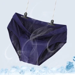 10 Pcs/Lot Men Underpants Quick-Drying Mesh Panties Ice Silk Men Briefs Modal Breathable Refreshing Comfortable Men's Underwear