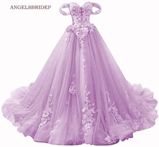 ANGELSBRIDEP Sweetheart Quinceanera Dresses Luxury Off-Shoulder Handlemake Flower Tulle Sweet 16 Princess Party Birthday Gowns