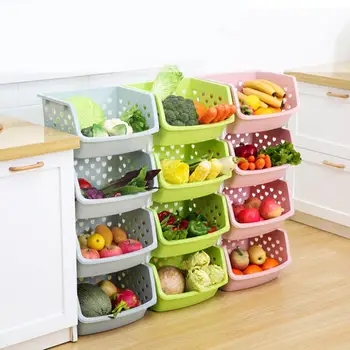 

Durable Stackable Single-deck Hollow Fruit Vegetable Storage Box Colanders Strainer Kitchen Organizer Basket Shelf Racks Durable