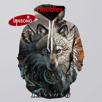 

3d print warrior wolf hoodies men animal harajuku sweatshirts/pants short hooded home clothes Good Quality/Send Gifts
