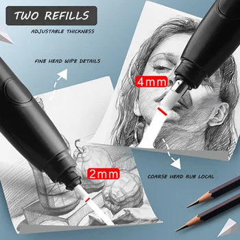 

Electric High Gloss Eraser Special For Students Sketch Art Electronic Full Automatic No Mark Three Piece Set Drawing Core Vacuum