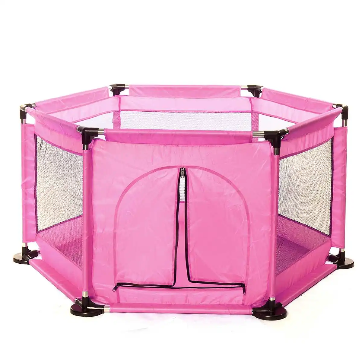 Pink Детский манеж, игровой домик, 130 см, в сборке, для помещений, для улицы, для малышей, игровой мяч, бассейн, палатка, игровая площадка, ограждение для безопасности ребенка, 3 цвета - Цвет: Pink