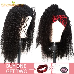 ShowCoco Kinky Curly Headband Wig Glueless 100% Human Hair For America Women Natural Human Hair Wig 2021 New Fashion