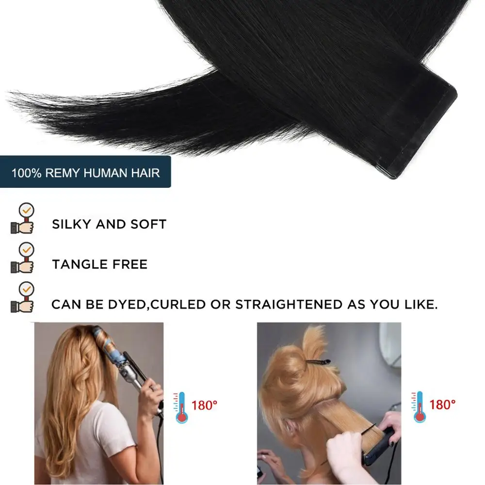 Neitsi Double-deck Invisible Remy Tape In Real Hair Extensions 100% Natural Human Hair Straight Double Drawn Skin Weft 20" 50cm