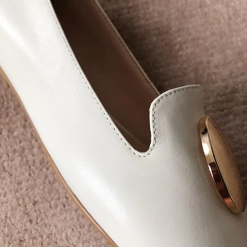 ALLBITEFO/обувь из натуральной кожи на высоком каблуке в простом стиле; Новинка; сезон весна-осень; женская обувь с металлическим украшением на высоком каблуке