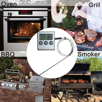 

Oven Kitchen Food Thermometer LCD Digital Meat Barbecue BBQ Cooking Thermometer Timer Remote Probe With Probe #R15