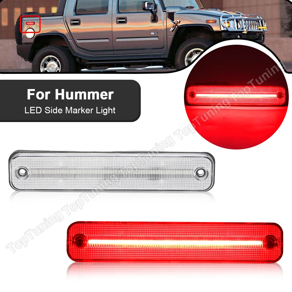 Red Led Side Marker Lamp For Hummer H2 2003 2004 2005 2006 2007 2008 2009 Light Smoked /clear