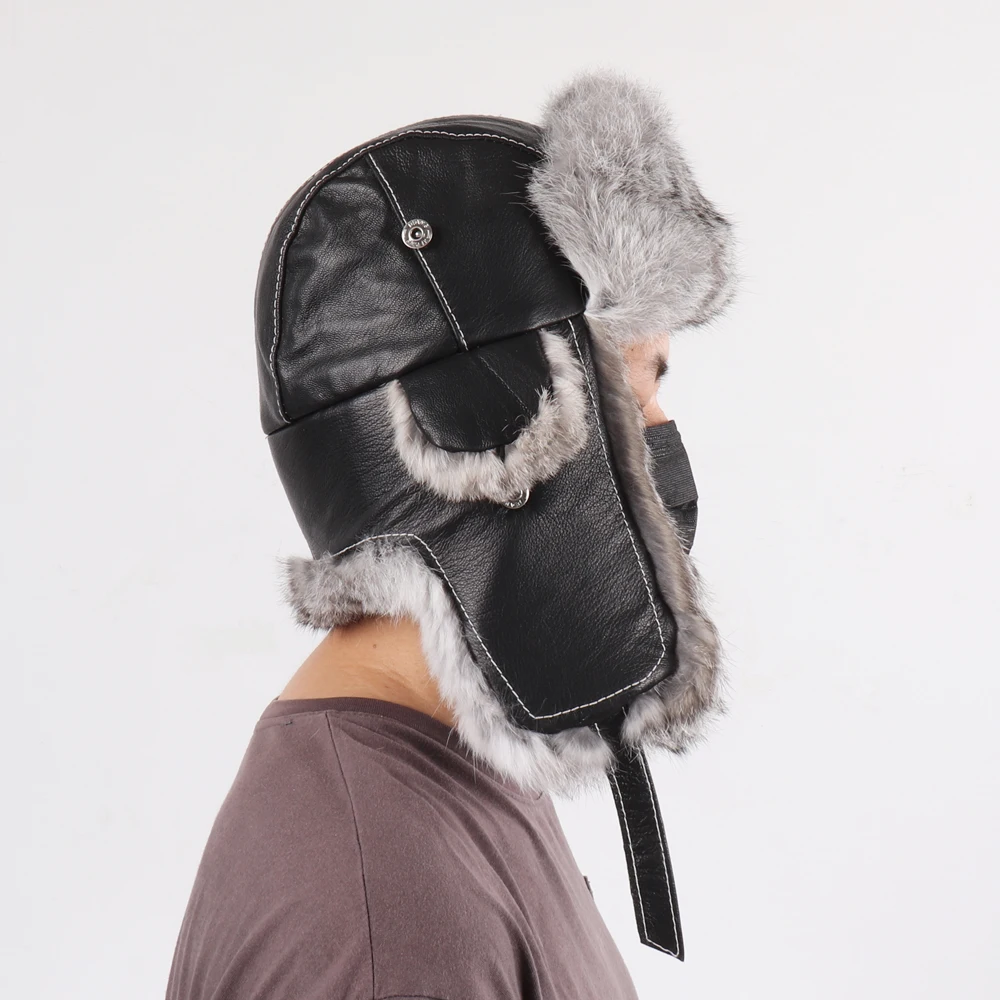 Natural Rabbit Fur Bomber Hat Outdoor 