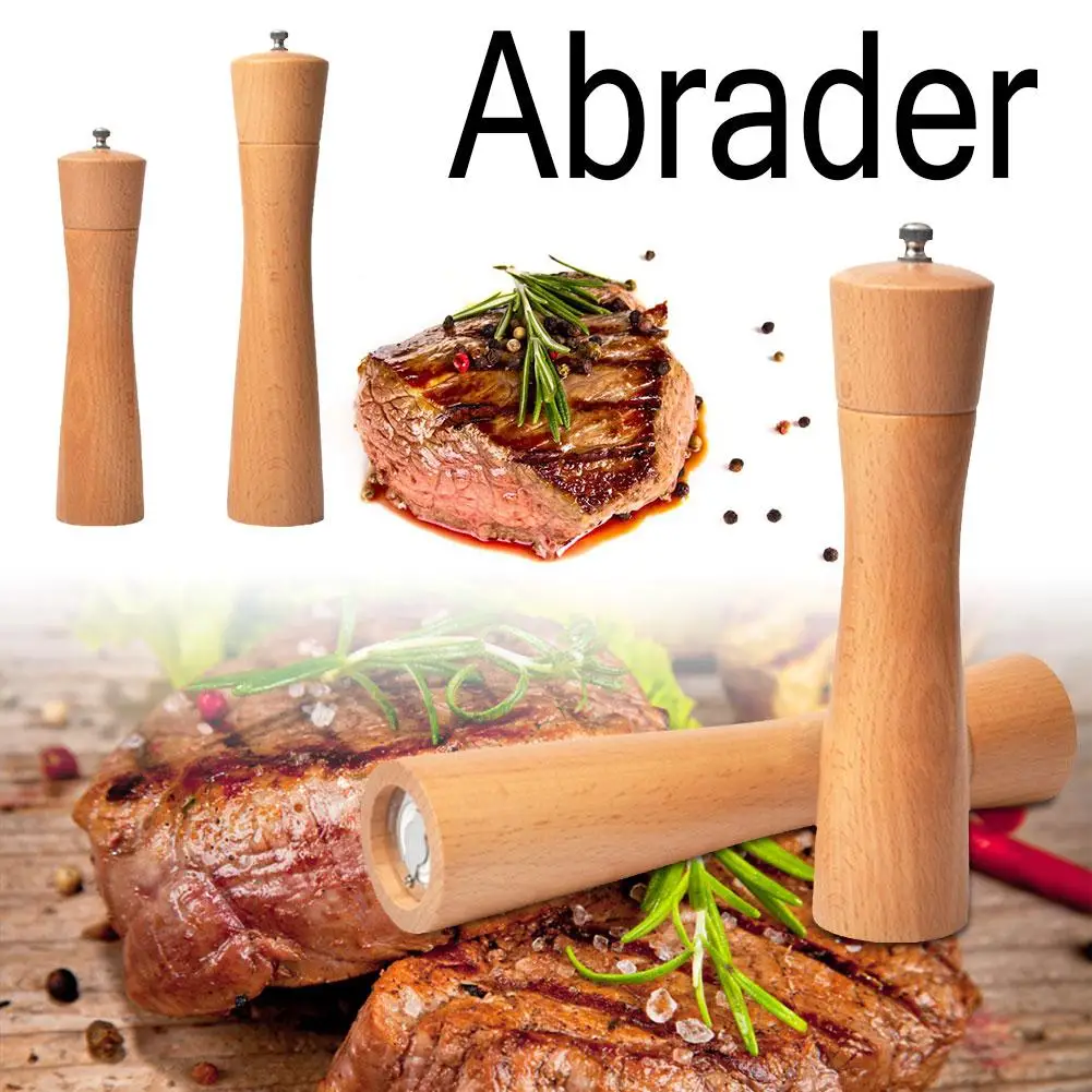 New 8" 10" Solid Wood Salt And Pepper Mills Beech Adjustable Manual Pepper Black Ceramic Pepper Grinder Kitchen Tools