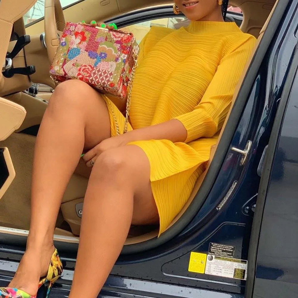 Женское летнее Мини Платье желтое повседневное свободное платье в африканском