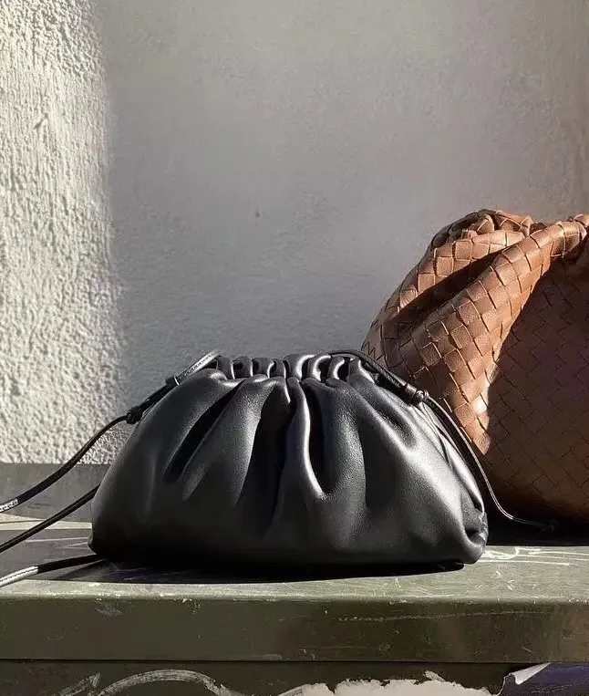 Large black Сумка из натуральной кожи, сумка-конверт, роскошные сумки, женские сумки, дизайнерские объемные, округлые формы, кошельки и сумки, клатчи - Цвет: Large black
