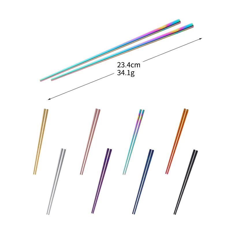 1 pair Sushi Chopsticks 304 stainless steel Food Grade Square Chinese Silver Metal Chopstick Reusable Chop Stick Kitchen Tools