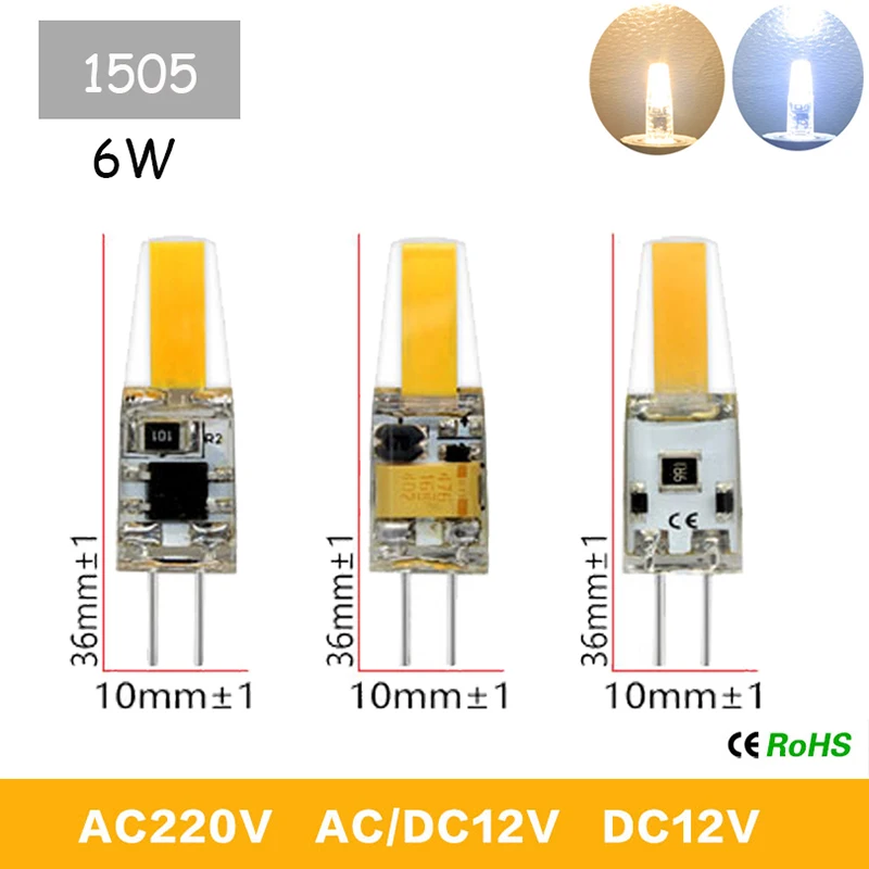 MUFAVA 10 шт./лот Светодиодная лампа G4 лампочка AC/DC 12 В 220 3 Вт 6 COB SMD LED диммируемая