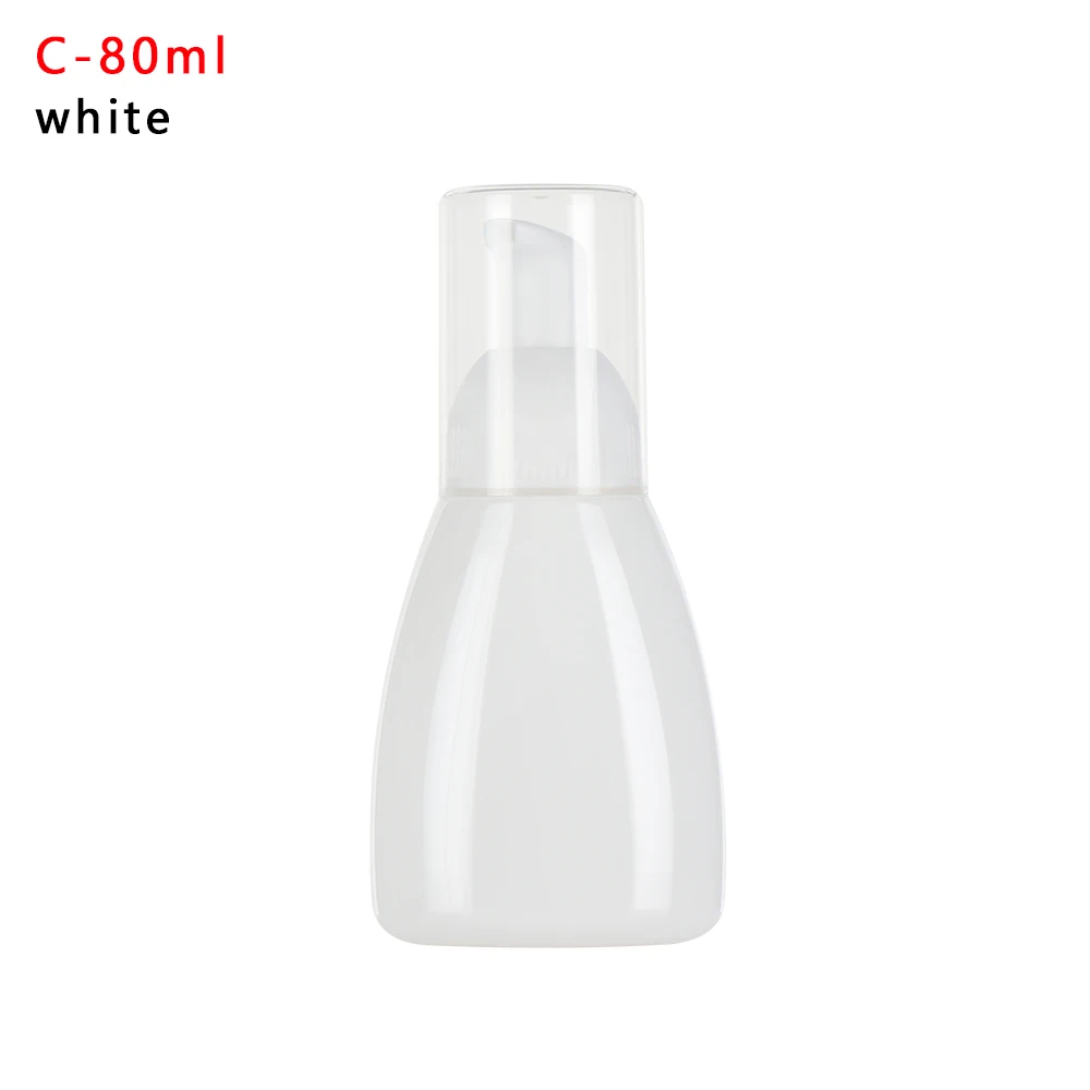 C-80ml white 50/80/100/150ml прозрачный синий спрей бутылка для жидкого мыла, Мусс лосьон шампунь для геля для душа, пены, бутылка с насосом - Цвет: C-80ml white