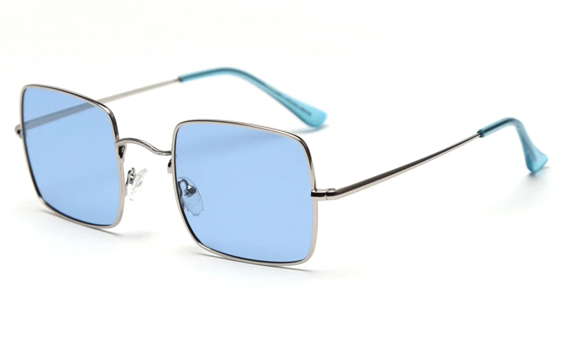 silver with blue Peekaboo, оранжевые женские ретро солнцезащитные очки, квадратные, поляризационные, uv400,, мужские, поляризационные, солнцезащитные очки, металлическая оправа - Цвет линз: silver with blue