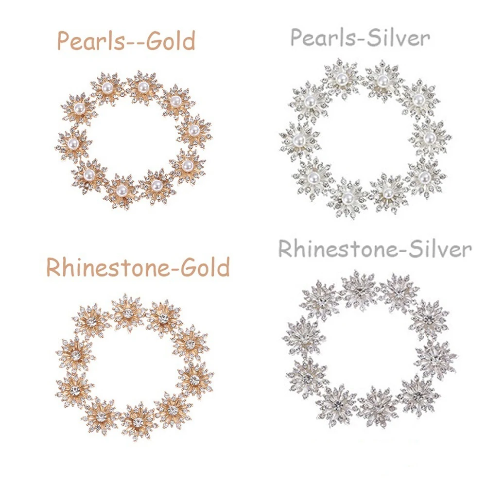 10pcs Rhinestone Flower Metal Vintage Buttons Flatback Plating Pearl for DIY Craft Apparel Sewing 16mm