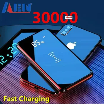 

30000mah Power Bank Wireless Charger For iPhone Samsung External Battery Bank Built-in qi Wireless Charger Powerbank Portable