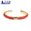 New Luxury Men Opening Cuff Bangles 316L Stainless Steel Genuine Leather Bracelet Friendship Jewelry for Lover 1