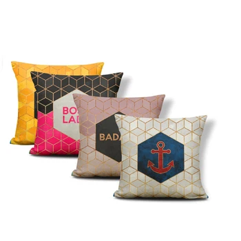 

Stylish And Interesting Pillows Diamond Anchor Yellow Text Geometry Cushion Cover Home Polyester Linen Decoration Cushion Cover