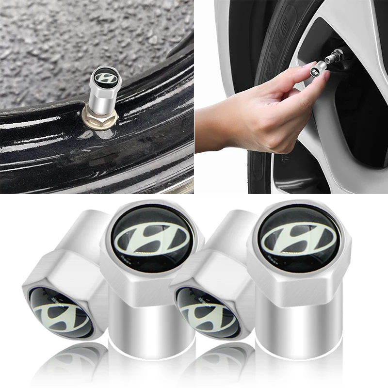 

4pcs Car Tire Valve Core Cover Cap Auto Accessories for Hyundais Santa Fe Sonata Solaris Azera Creta I30 Ix25 Tucson IX35 Gadget