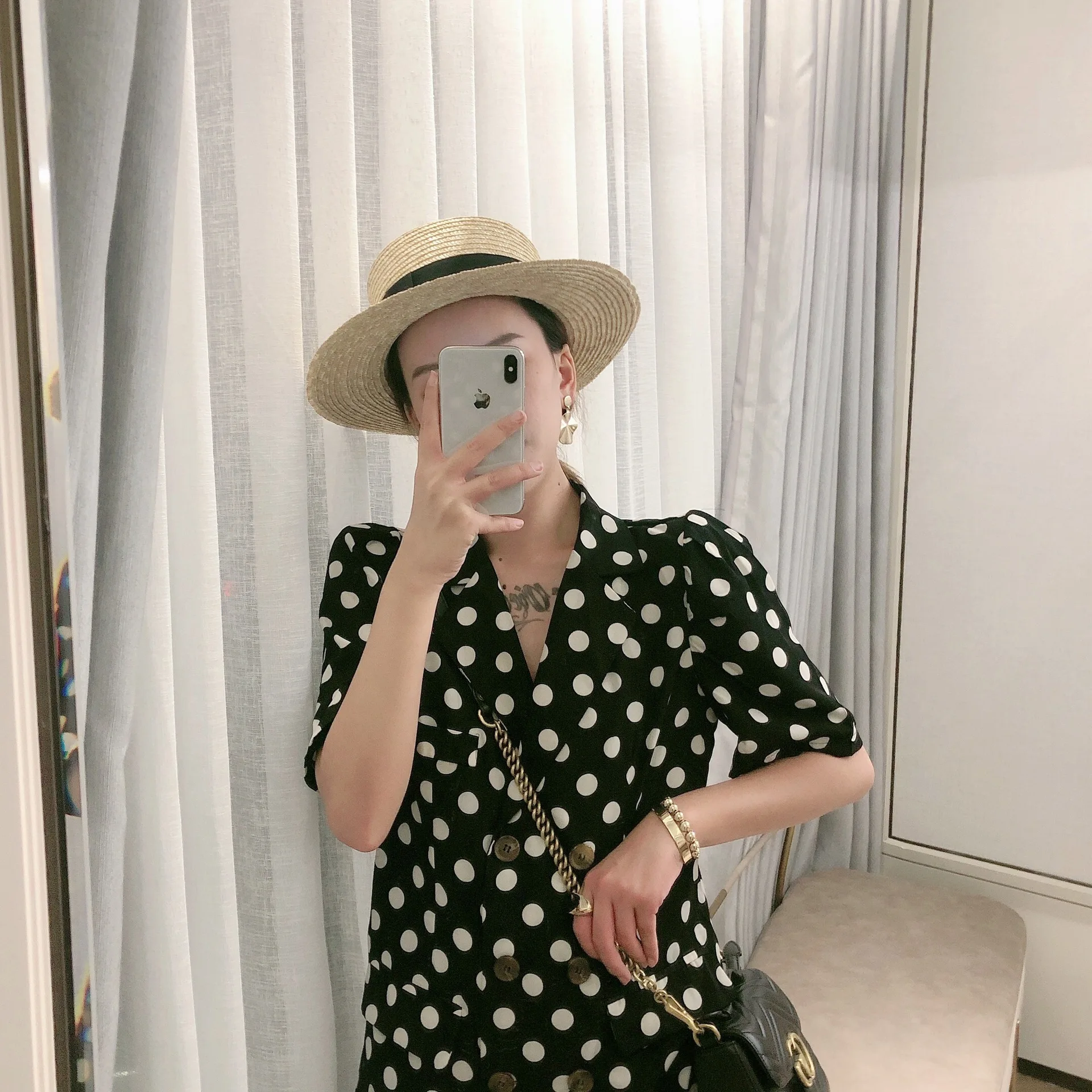 Костюм в клетку в горошек для фотосессии из Южной Кореи Dongdaemun, приталенное платье из тонкого хлопка и льна