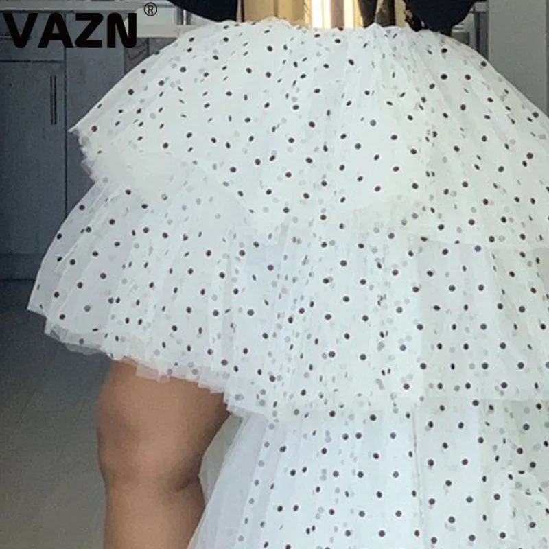 VAZN популярное асимметричное бальное платье в горошек, юбки из жоржета, высокая талия, высокое качество, высококачественные сексуальные Клубные женские макси юбки