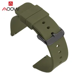 Universal Waterproof Colorful Quick Release Silicone Watch Strap Bracelet - 22mm (Army green black)