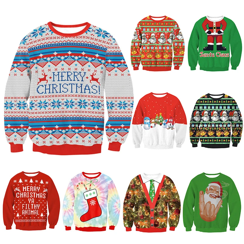 Унисекс, для мужчин и женщин,, некрасивый Рождественский свитер, пуловер с Санта-эльфом, забавные женские мужские свитера, топы, осенне-зимняя одежда