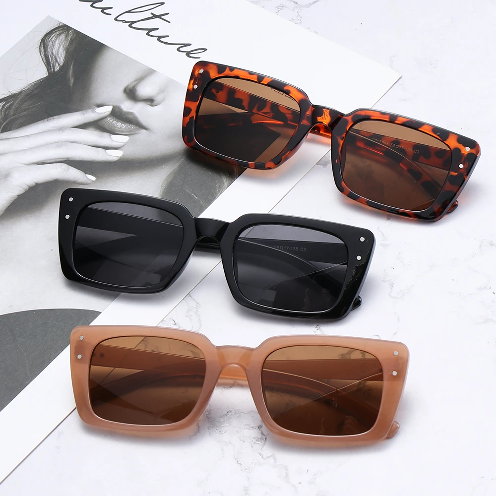 Women Sunglasses New Vintage Rectangle Sunglasses For Women's Fashion Retro Leopard Design Sunglasses Trendy Eyewear UV400 Streetwear Accessories